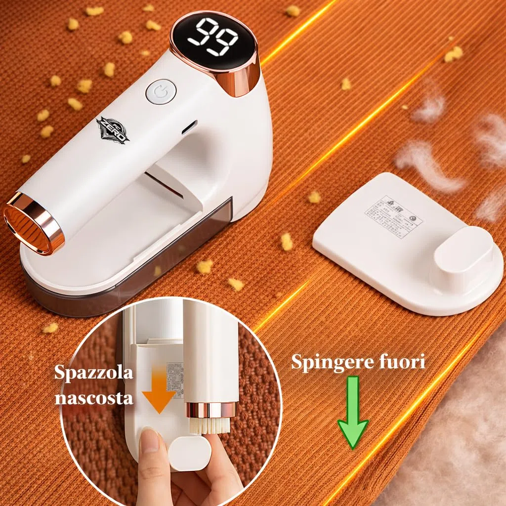 Levapelucchi Elettrico Ricaricabile USB con 6 Lame in Acciaio Inox, 3 Velocità, Contenitore 300ML, Rimuovi Pelucchi per Maglioni, Cappotti, Divani e Tessuti, Batteria 1200mAh, Spazzola Pulizia