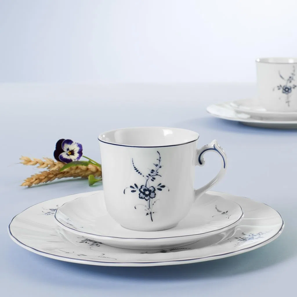 Villeroy & Boch Vieux Luxembourg Tazzina da Caffè, 200 ml, Altezza 8.3 cm, Porcellana Premium, Bianco/Blu