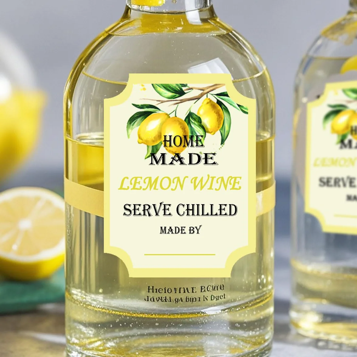18 Etichette al Limone Fatte in Casa per Bottiglie di Vino e Bevande, Adesive Fai da Te (5 x 7,6 cm)