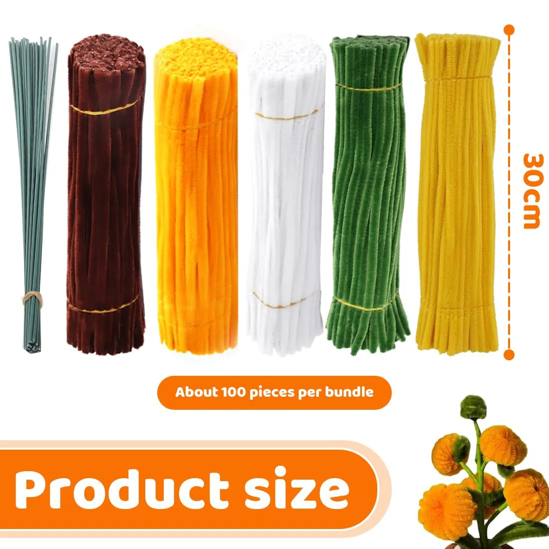 Set di 500 stuzzicaducri per artigianato, filati di ciniglia per hobby creativi, filo di ciniglia, forniture per il tempo libero creativo, pipa detergenti, set di stuzzichini per fai da te (5 colori)