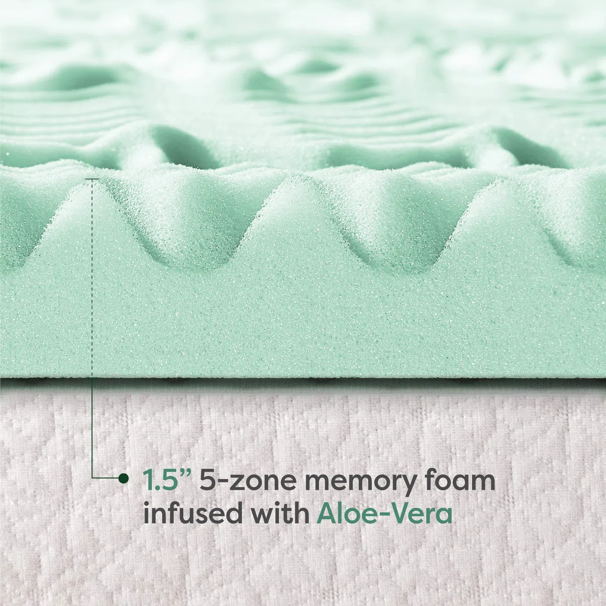 Mellow Best Price - Coprimaterasso per letto doppio, 3,8 cm, 5 zone, in memory foam, infuso di aloe, per letto matrimoniale