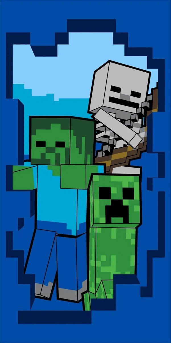 Jerry Fabrics Minecraft Beware - Telo da bagno, 70 x 140 cm