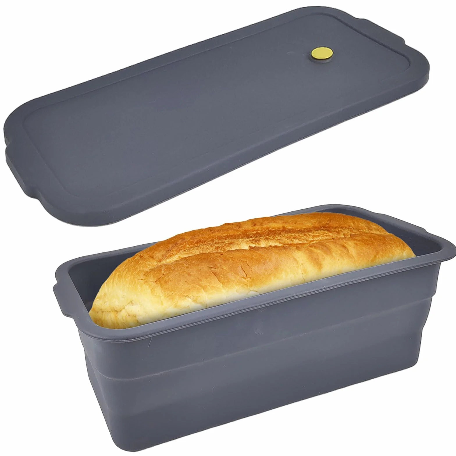Stampo per Pane in Cassetta con Coperchio, Stampo Plumcake Silicone Pieghevole 3500ml, teglia plumcake, Antiaderente e Resistente al Calore, Facile da Pulire, per Dolci, Pane, Plumcake, Toast