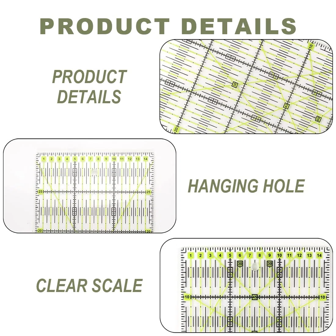 Set di righelli Patchwork Righello Acrilico da 3 Pezzi per Cucire con precisione triangolari, esagonali, trapezoidali, righelli per trapunte da 45 Gradi e 60 Gradi