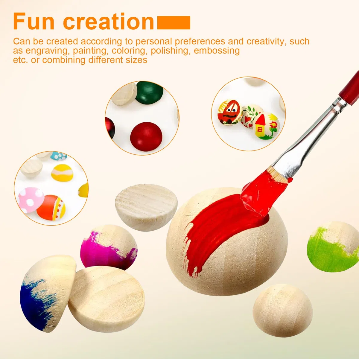 450 Pezzi Mezze Palline Legno, Sfere Legno, Palline Semi-Circolari mm, Perline Emisferiche 10/12/15 mm, DIY Decorazione Artigianale
