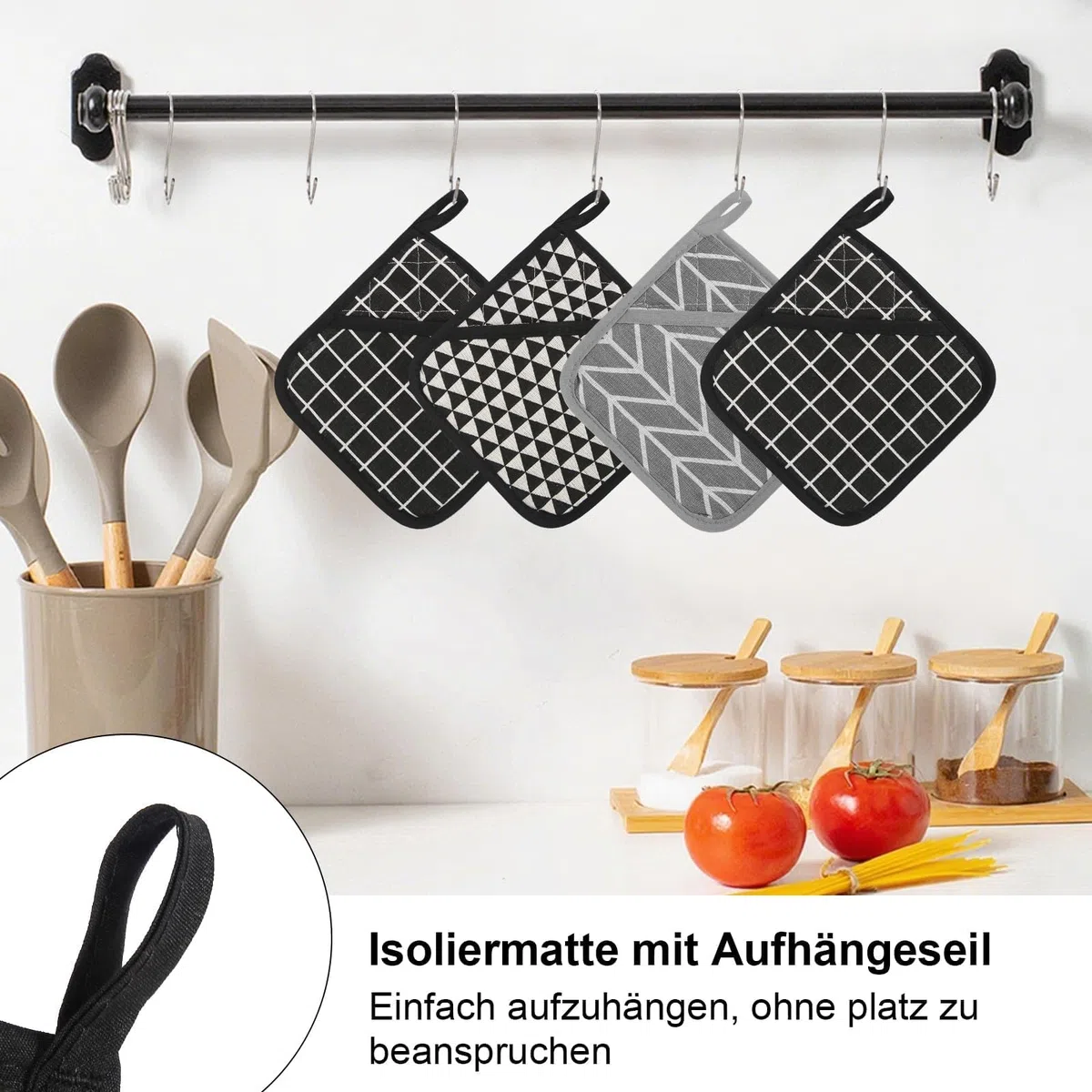 prota Presine da Cucina, 6 Pezzi Presine in Cotone Resistenti, Quadrate Appendibili Cucina Antiscivolo Resistenti al Calore per Casa Cucinare Cuocere Barbecue Feste