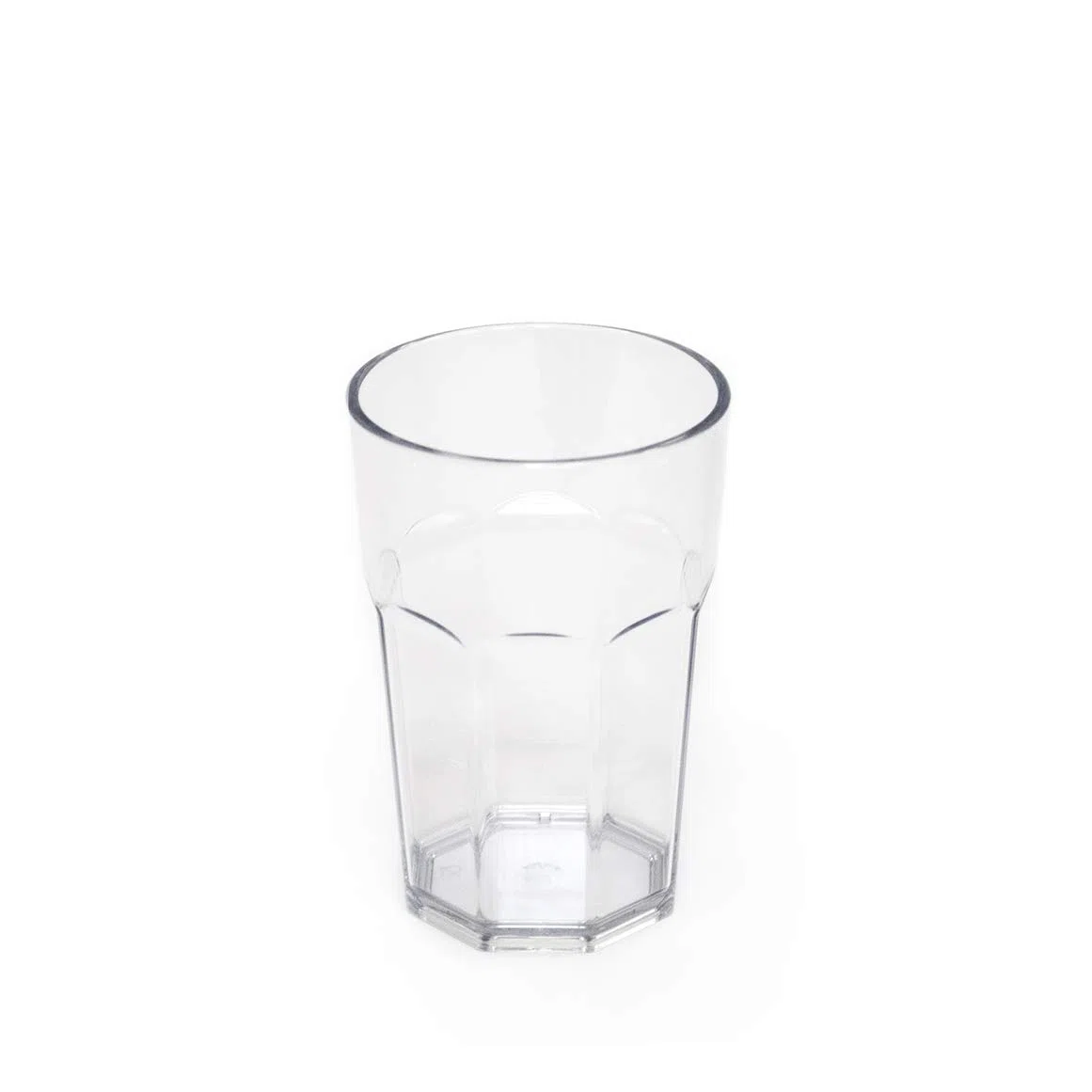 OMADA Design Set di 6 Bicchieri bar, per Cocktail, da bibita o long drink 42,5 cl, altezza 12,5 cm in plastica, infrangibili, impilabili forma ottagonale e lavabili in lavastoviglie linea Unglassy