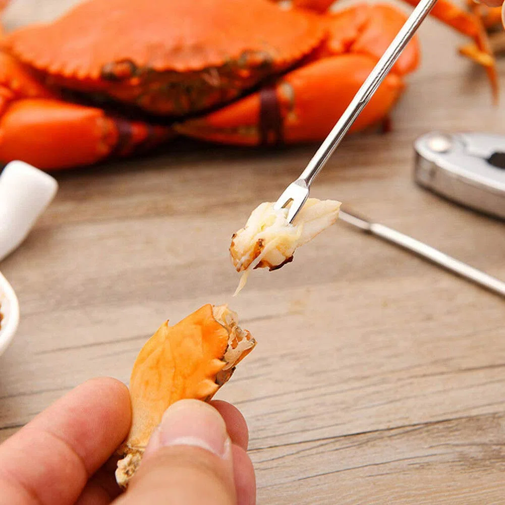 Attrezzi per Frutti di Mare Set, 12PCS Frutti di Mare Forcelle Forchetta per Aragosta o Granchio Mandorle, in Acciaio Inox