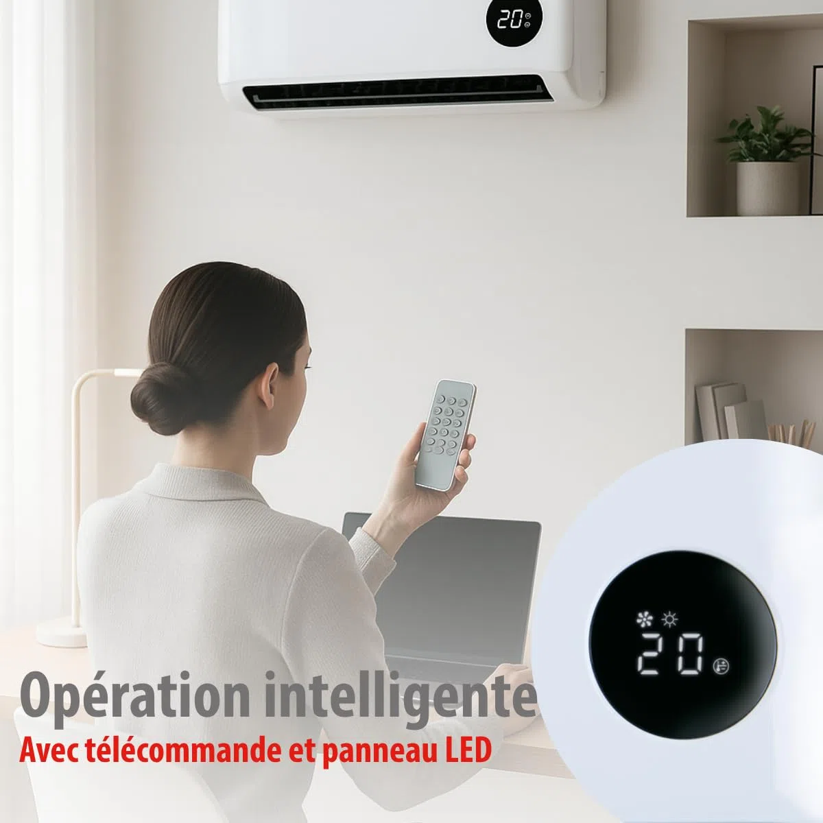alpina Termoventilatore da parete 2000 W, in ceramica, con 2 livelli di potenza e timer, termostato digitale