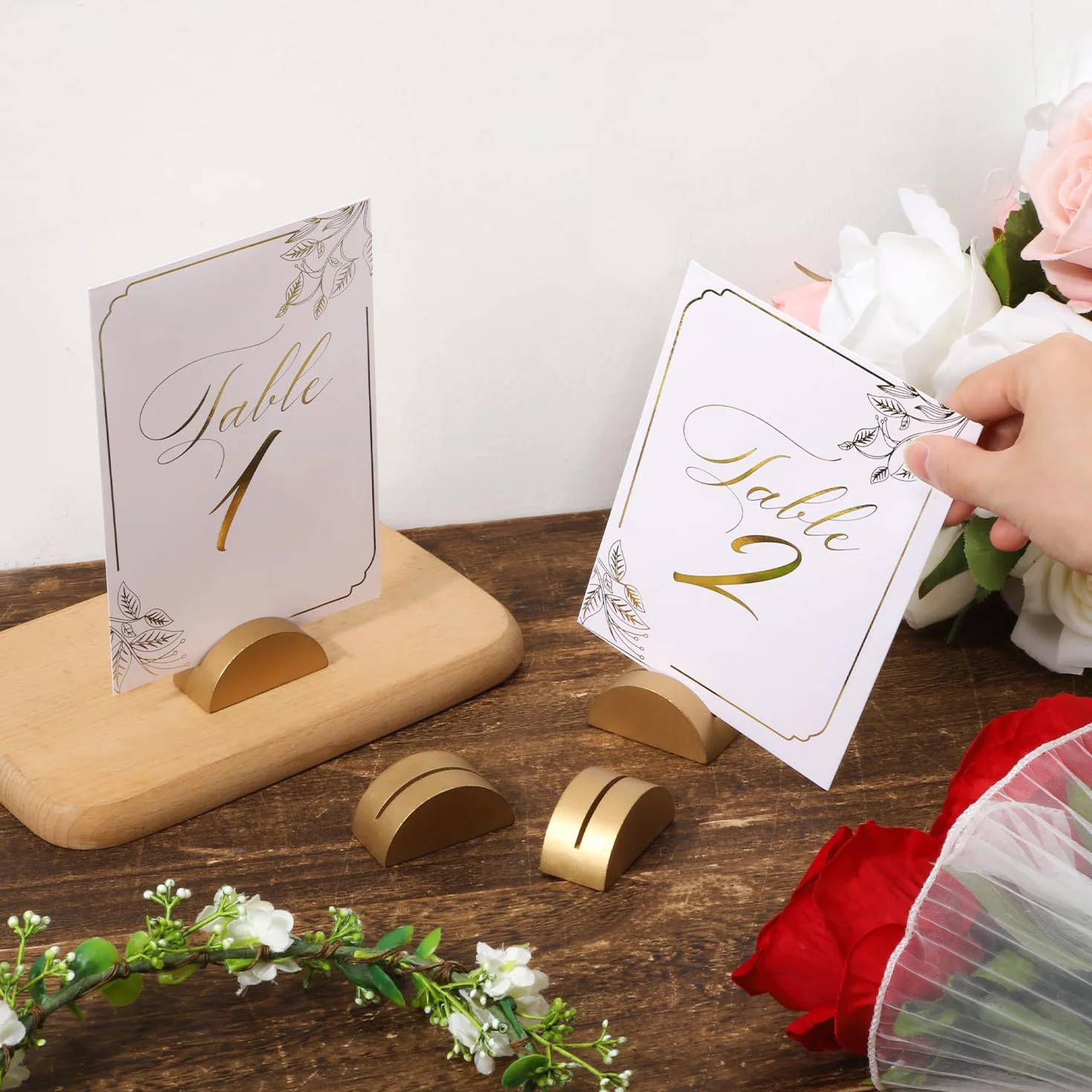 Supporti per Numeri da Tavolo Segnaposto Moderni Porta Carte Nome Tavolo Clip Portafoto Design Semicircolare Oro