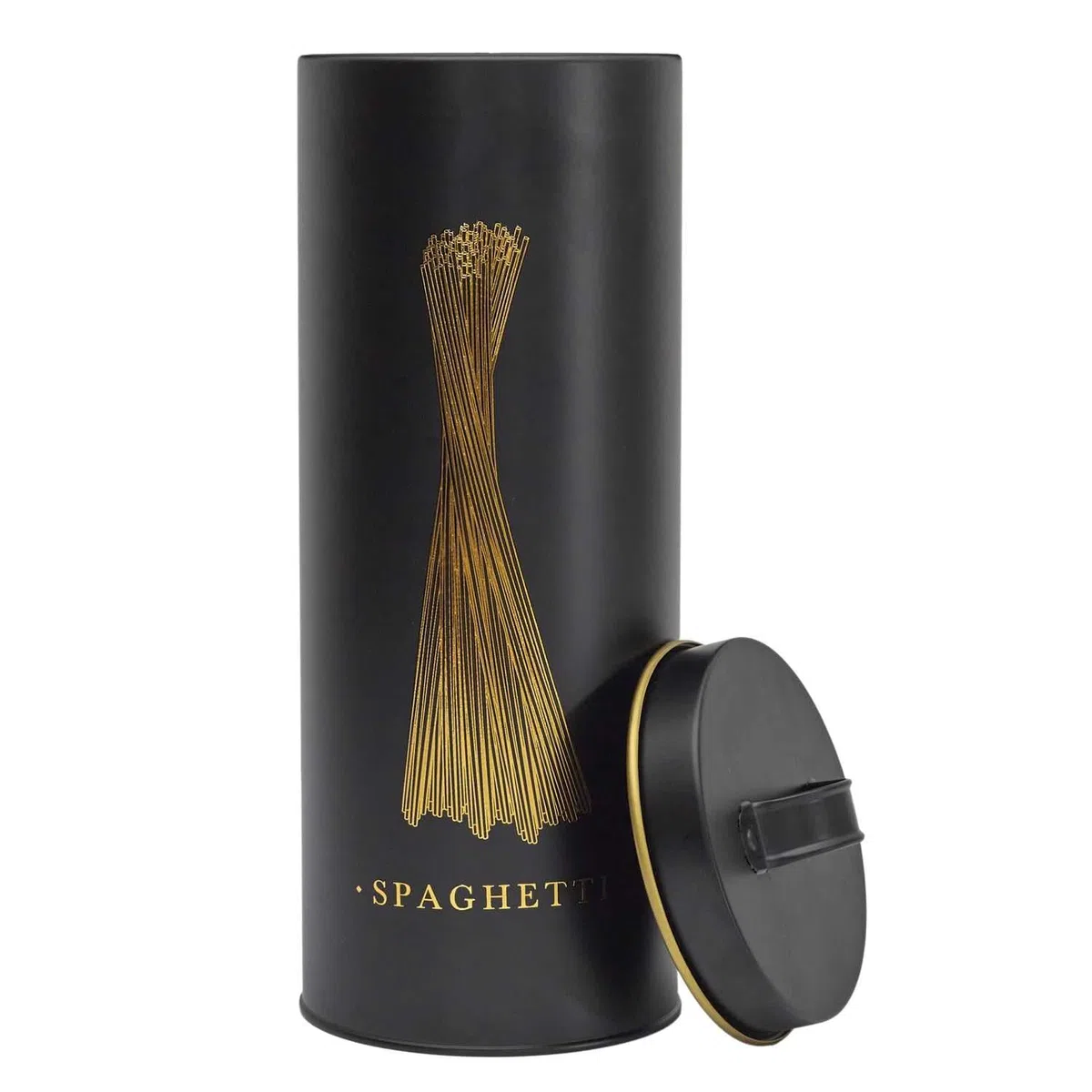 COOK CONCEPT, BT6814, Elegante Scatola in Metallo per Spaghetti, Design Moderno, Protezione ottimale Contro l'umidità, Facile da Pulire, capienza generosa, ermetica, Nero e Oro, 1,5L