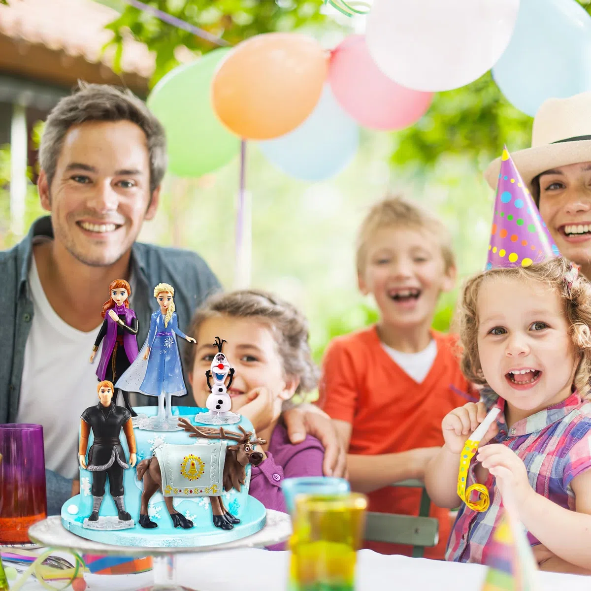 Elsa - Set di 5 Statuette per Decorazione Torta, per Bambini, Ragazze, Compleanni, Feste di Auto