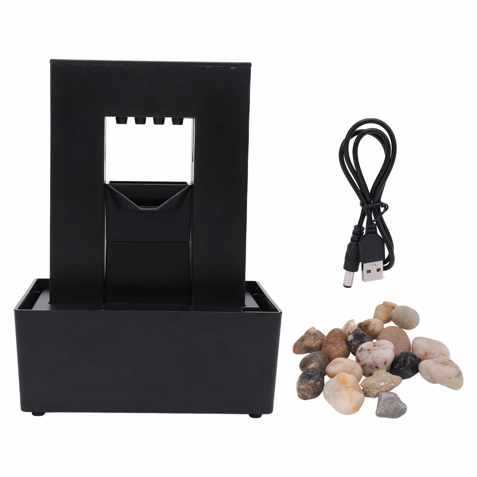 Generic Fontana Decorativa per Interni, Fontana da Tavolo con Luce a LED e Ciottoli Lucidati, per la Camera da Letto del Soggiorno Dell'ufficio Domestico