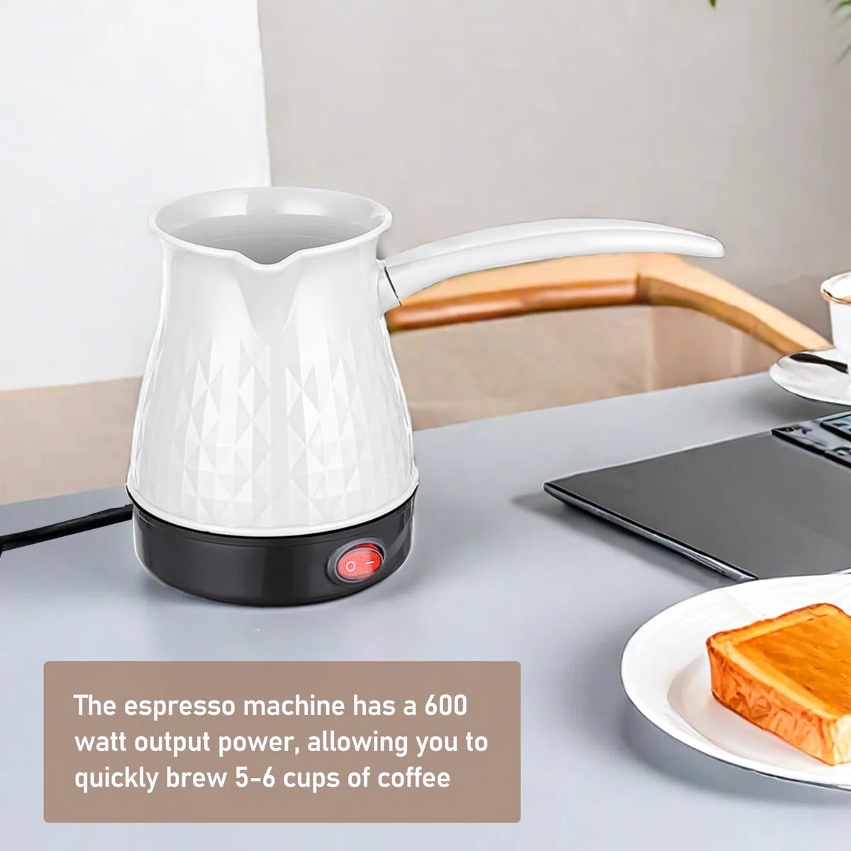 Vegena Caffettiera A Induzione, 500 Ml Caffettiera Turca, Caffettiera Da Campeggio, Caffettiera Elettrica Per Tè E Latte,Tacchino Per Tè Espresso(Bianco)