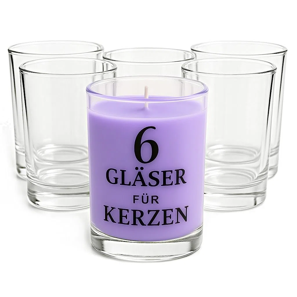 Glasmark KROSNO 1992 Barattoli in Vetro Transparente 6 Pezzi per Fabbricazione Candele Fai Da Te 300 ml