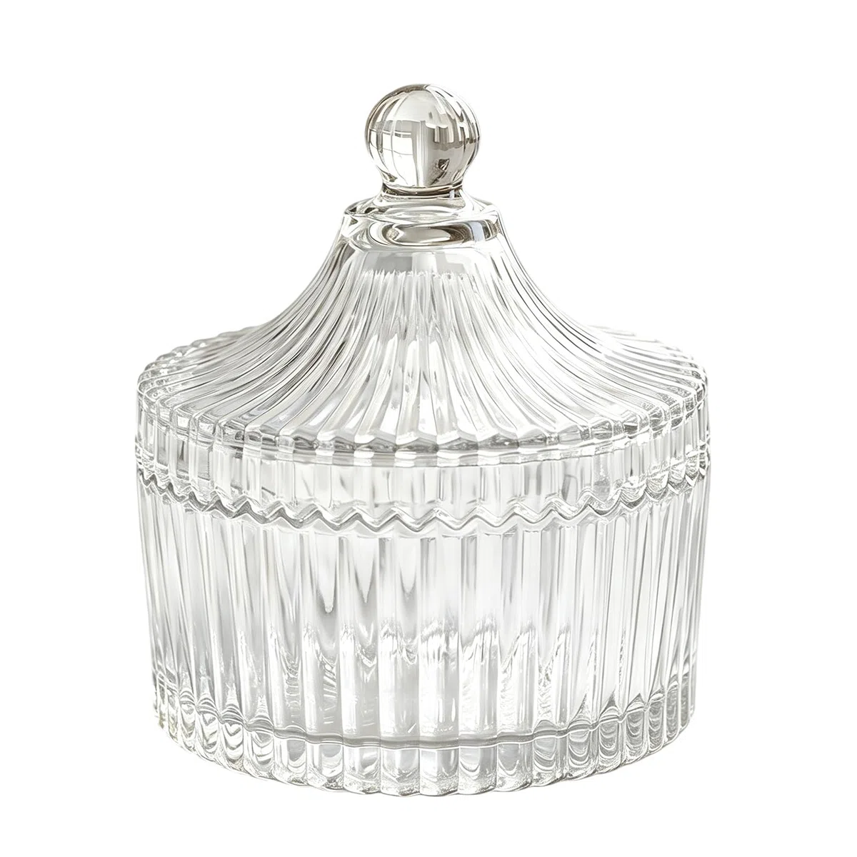 Elegante barattolo di cristallo con coperchio, 300 ml, con coperchio, decorazione per caramelle, in vetro, a forma di tenda, per biscotti, matrimoni, caramelle, buffet, ideale come regalo per casa