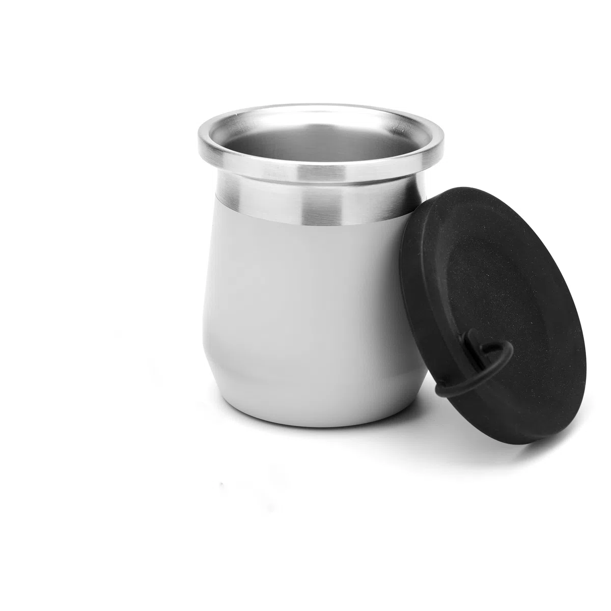 BALIBETOV Yerba Mate Zucca - Tazza Yerba Mate in acciaio inox con isolamento a doppia parete, base antiscivolo, coperchio in silicone a prova di fuoriuscite - Mate Argentino - Mate Tazze (Grigio)