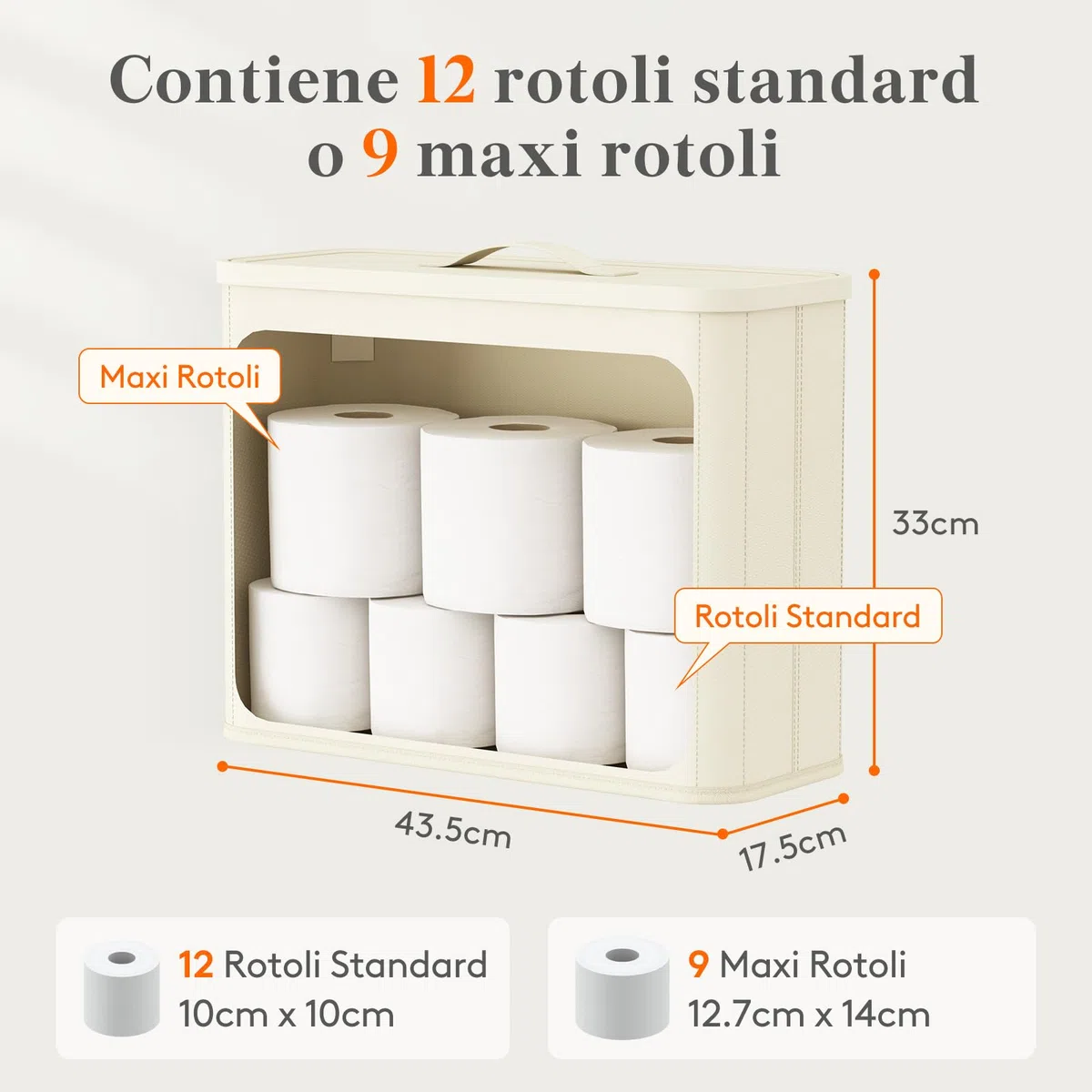 Lifewit Contenitore Carta Igienica con Coperchio, Cesto Porta Carta Igienica per Scorta, Organizer Bagno in Tessuto per Rotoli e Asciugamani, Scatola Portaoggetti Salvaspazio, 23L, Bianco Crema