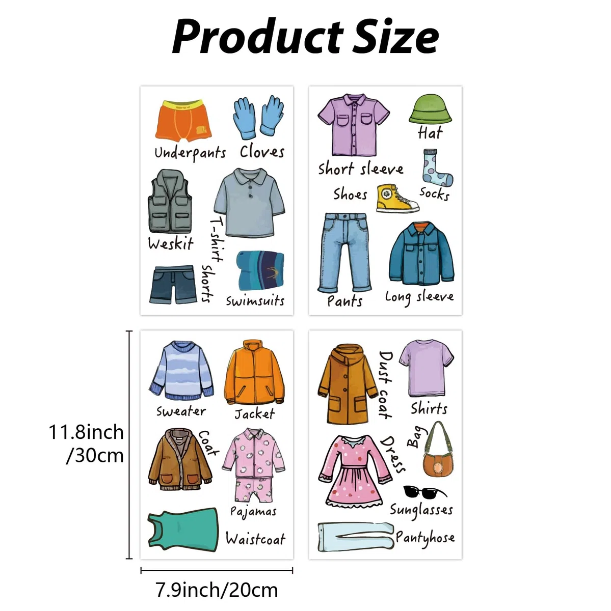 4 Pezzi 4 Stili Adesivi per Cassettiera Abbigliamento Adesivi per Armadio in PVC Autoadesivi Etichette di Classificazione per La Conservazione dei Vestiti per Cassetti Organizzatore