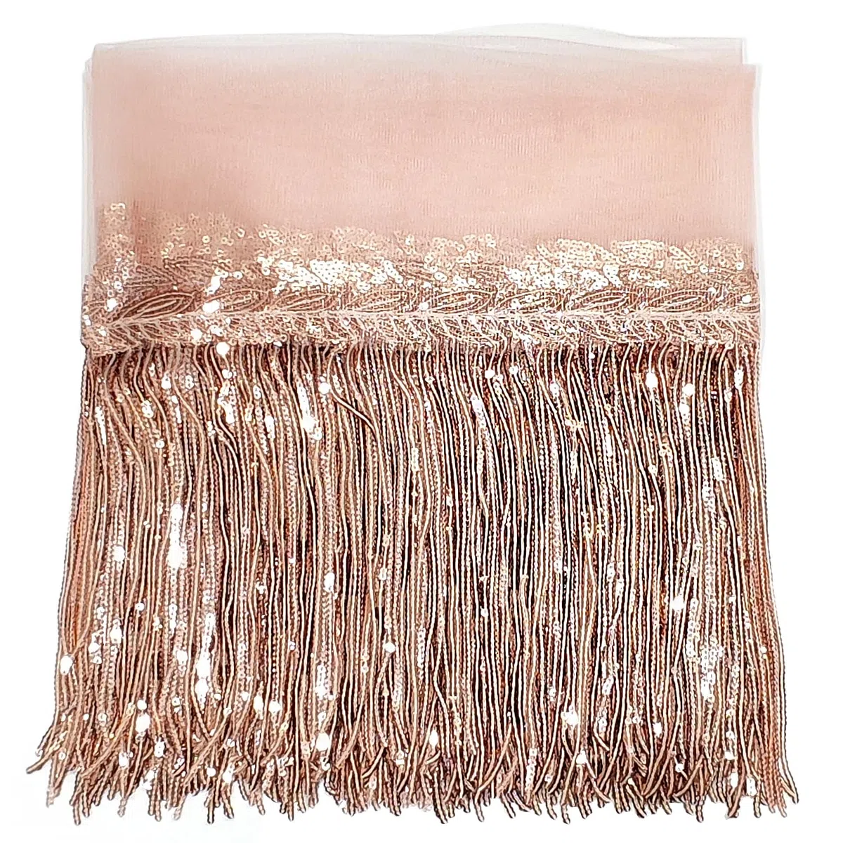 WANYIG Frange di Paillettes 5 Yards Lunghezza 20CM di Larghezza, Taglio del Bordo a Frangia, nappa tagliato passamaneria per il fai da te, ornamento, vestito latino, accessorio per cucito (Oro rosa)