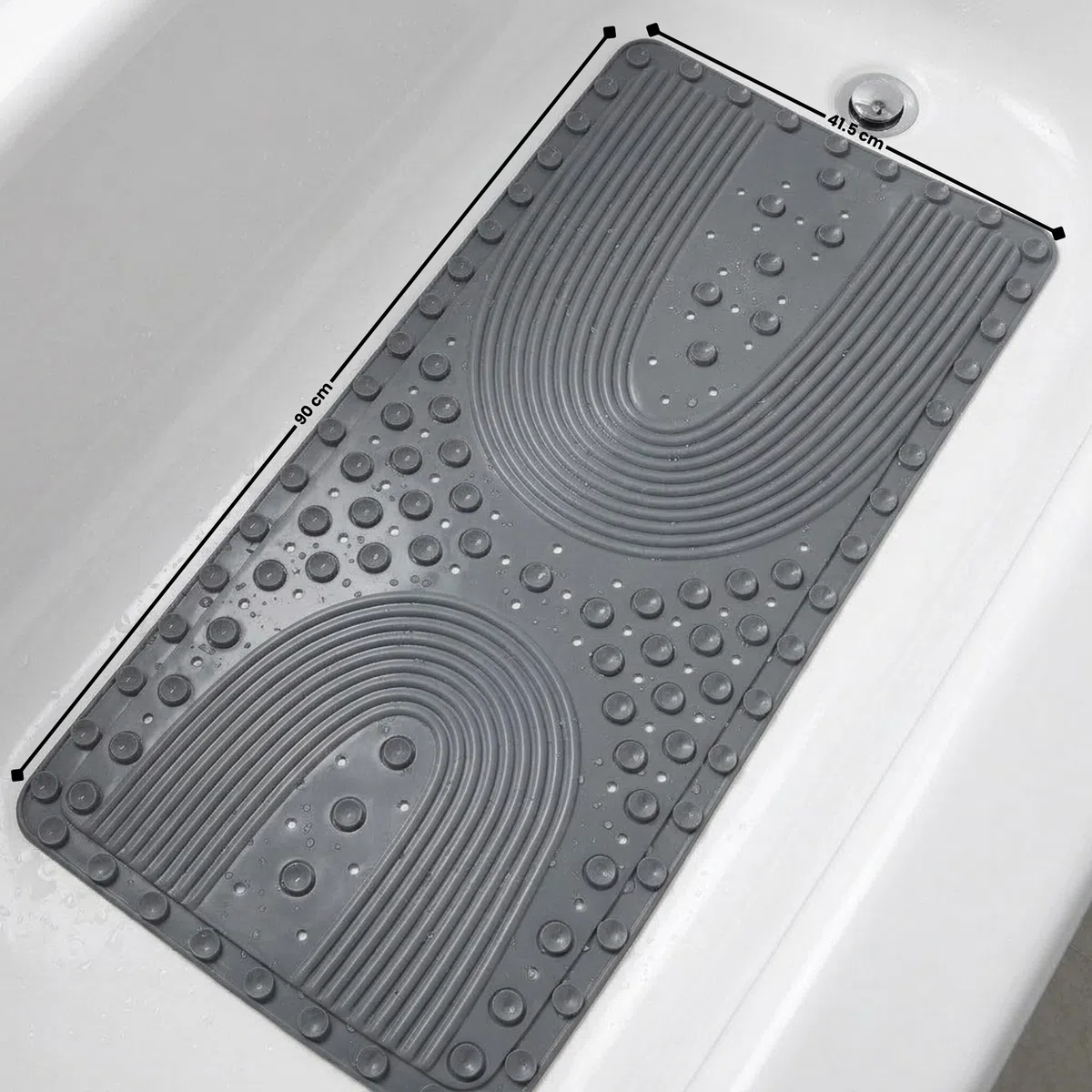 edihome, Tappetino Doccia Antiscivolo, 90x41,5 cm, Tappeto Bagno, Bolle con Ventose Senza BPA, Antibatterico, Resistente alla Muffa, Lavabile in Lavatrice, Sicurezza (Grigio chiaro, 90x41,5 cm)
