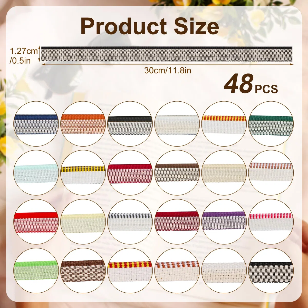48pz Fasce per Rilegatura di Libri, 30x1,27cm 24 Colori Rilegatura di Libri con Fascia per Libri Panno per Rilegatura Libri per Rilegatura Libri per Principianti Riparazione Decorazione Libri