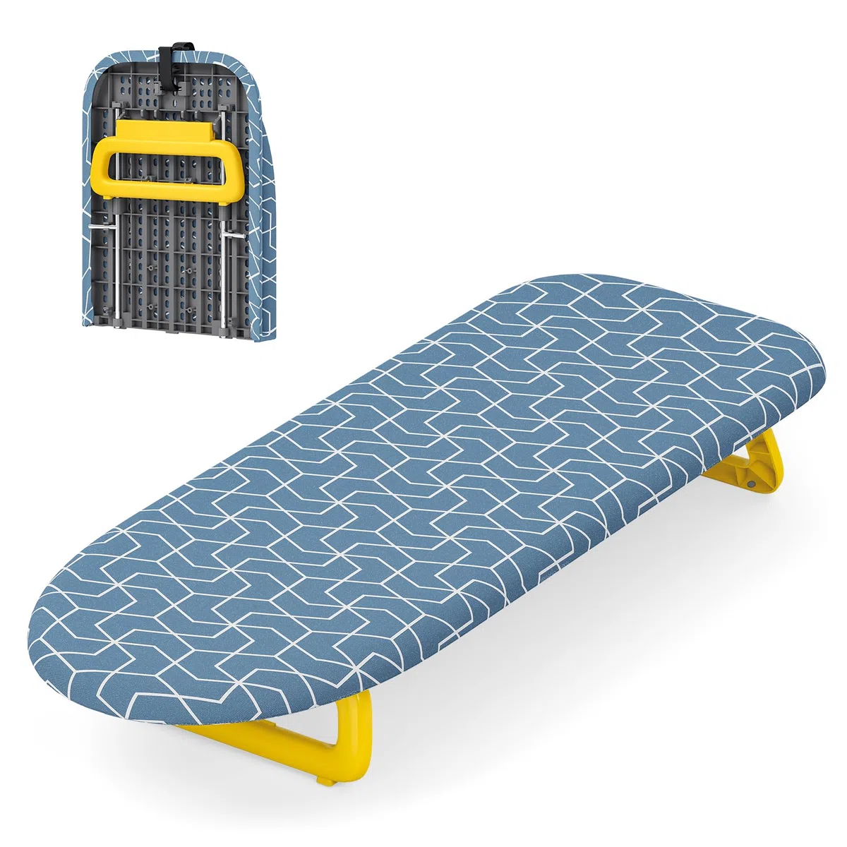 KINGRACK Piccolo asse da stiro pieghevole da tavolo con piedini antiscivolo per uso domestico, 31 x 80 cm, blu scuro
