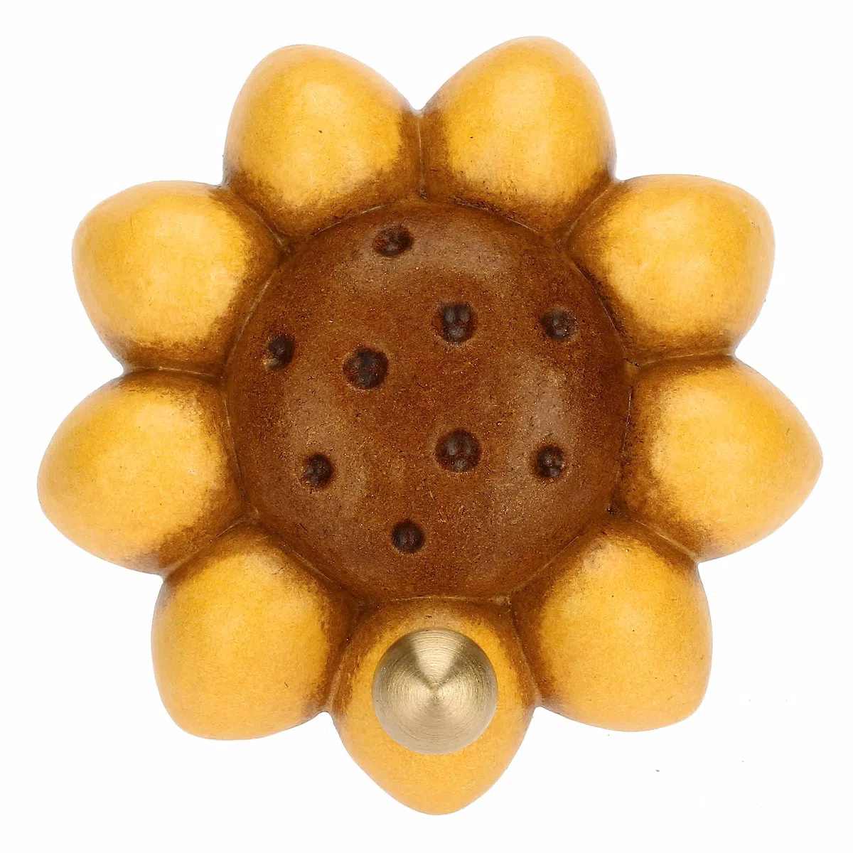 THUN - Portastrofinacci per Cucina a Forma di Primula in Ceramica Decorata a Mano, Linea Country, 6.3x6.3 cm h
