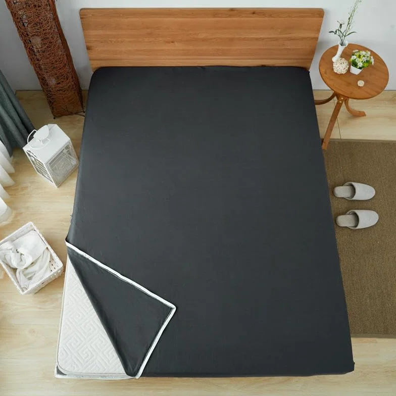 Coprimaterasso futon da pavimento con cerniera, tinta unita, copertura completa, lavabile, antipolvere e rimovibile, con cerniera, per materasso futon giapponese tatami (grigio scuro, 120 x 190 cm)