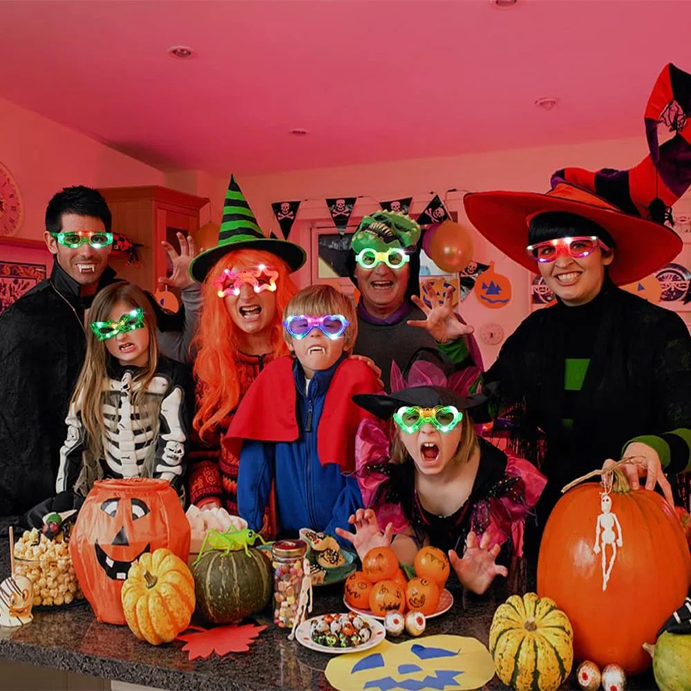12 Pezzi LED Occhiali Luminosi per Feste - Party, Neon, Rave Fluo Gadget per Compleanno, Matrimonio, Natale, Halloween