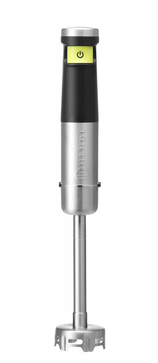 HENDI Frullatore a immersione, senza fili, ricaricabile, frullatore a mano, velocità regolabile in continuo con 1 pulsante sensibile, 2 batterie al litio ricaricabili, 150W, ø65x(H)390mm, acciaio inox