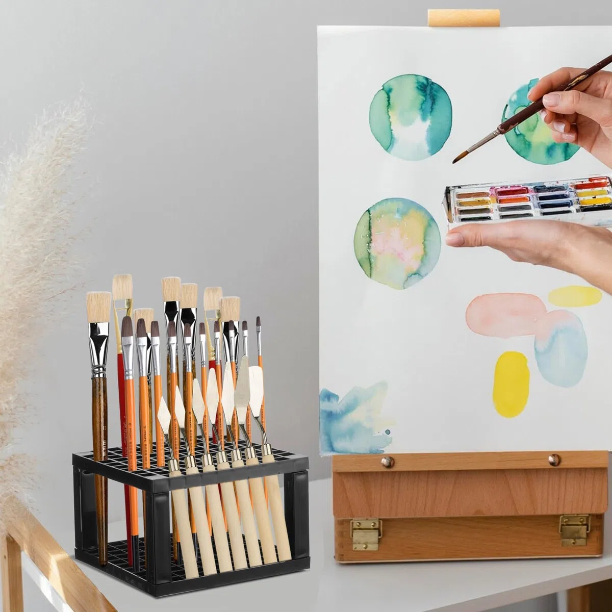 YEXEXINM Organizzatore e portapennelli per pittura acrilica a 7 livelli, supporto per pittura acrilica da tavolo, portaoggetti per dipinti acrilici, archiviazione per dipinti fai da te, modello