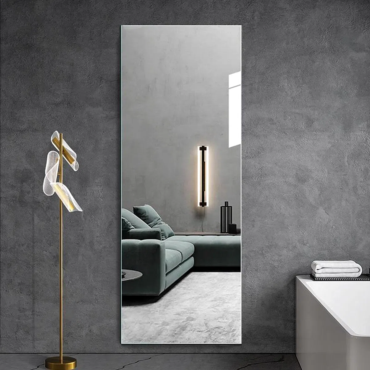 Specchio adesivo da parete (30 x 120 cm, 1 pezzo), spessore 2 mm, acrilico