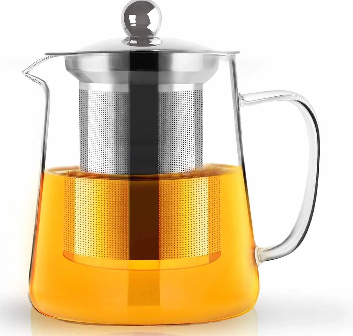 Teiera creativa in vetro, con filtro in acciaio inox resistente al calore, perfetta per tè e caffè (750 ml)