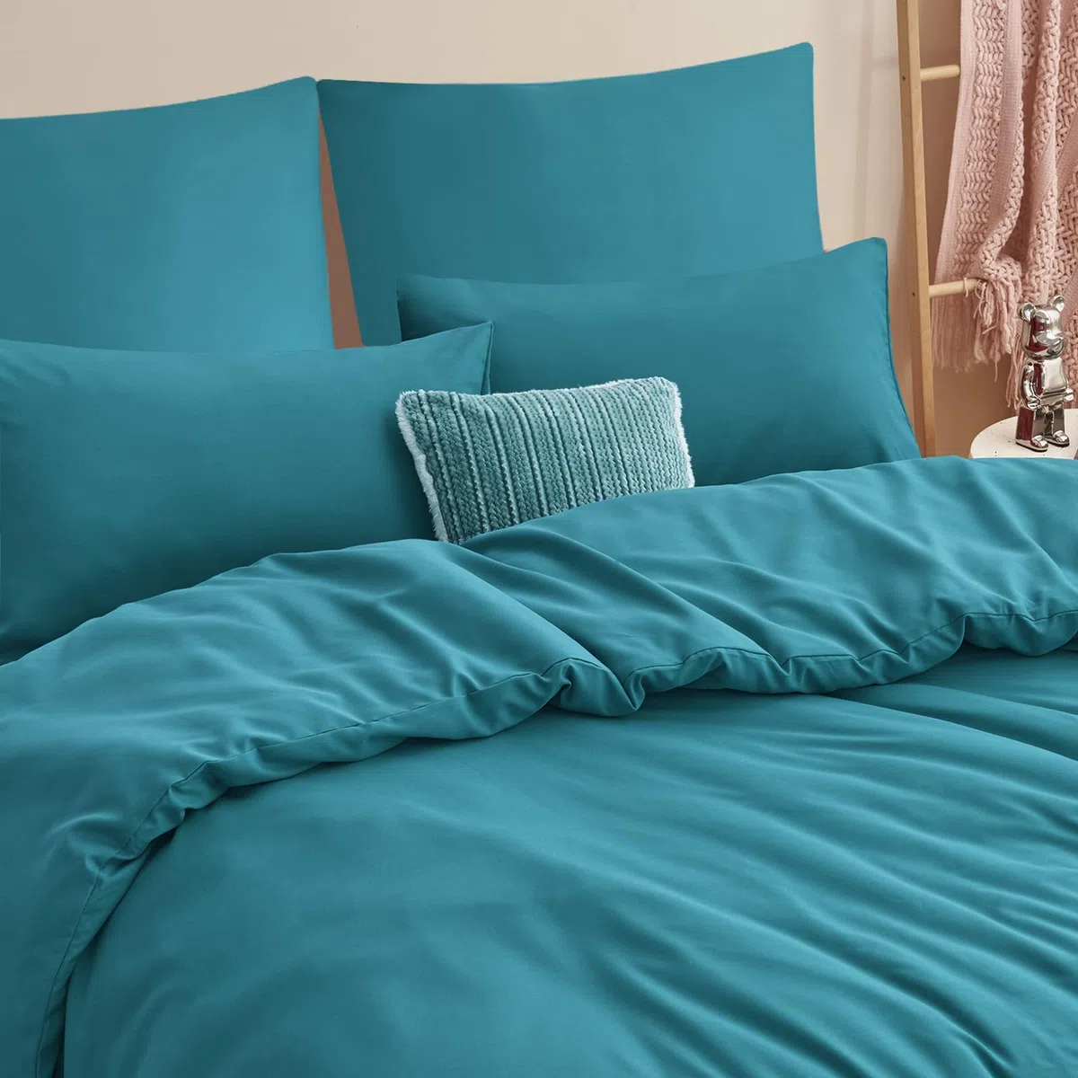 RUIKASI Biancheria da letto 220 x 240 cm, colore verde blu-verde, 100% microfibra, set di biancheria da letto – 1 copripiumino 220 x 240 cm + 2 federe 80 x 80 – 10 anni di garanzia