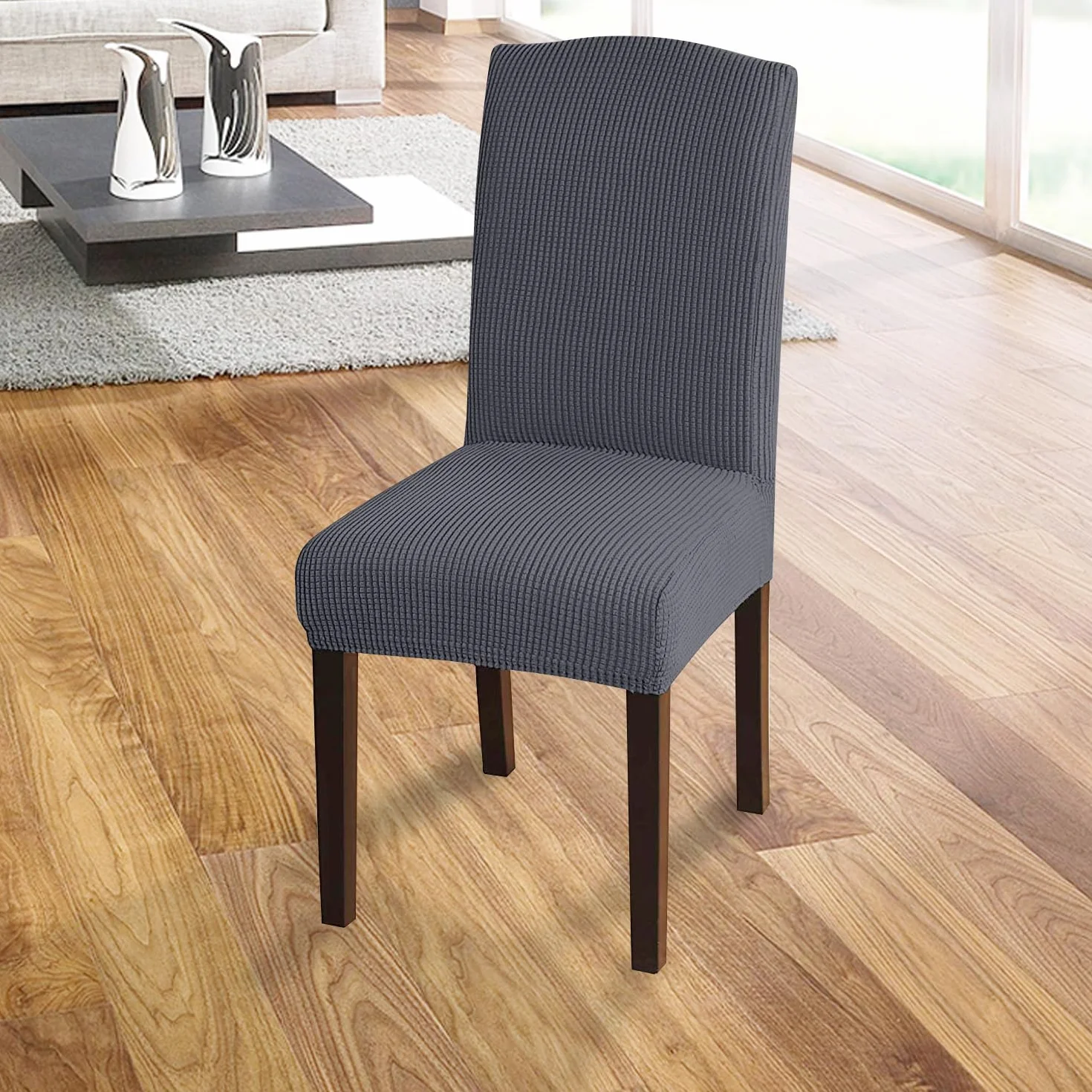 Granbest Coprisedia ad alta elasticità, vestibilità universale, coprisedia jacquard, coprisedia rimovibile per sala da pranzo, cucina, ristorante e hotel (set di 4, grigio)