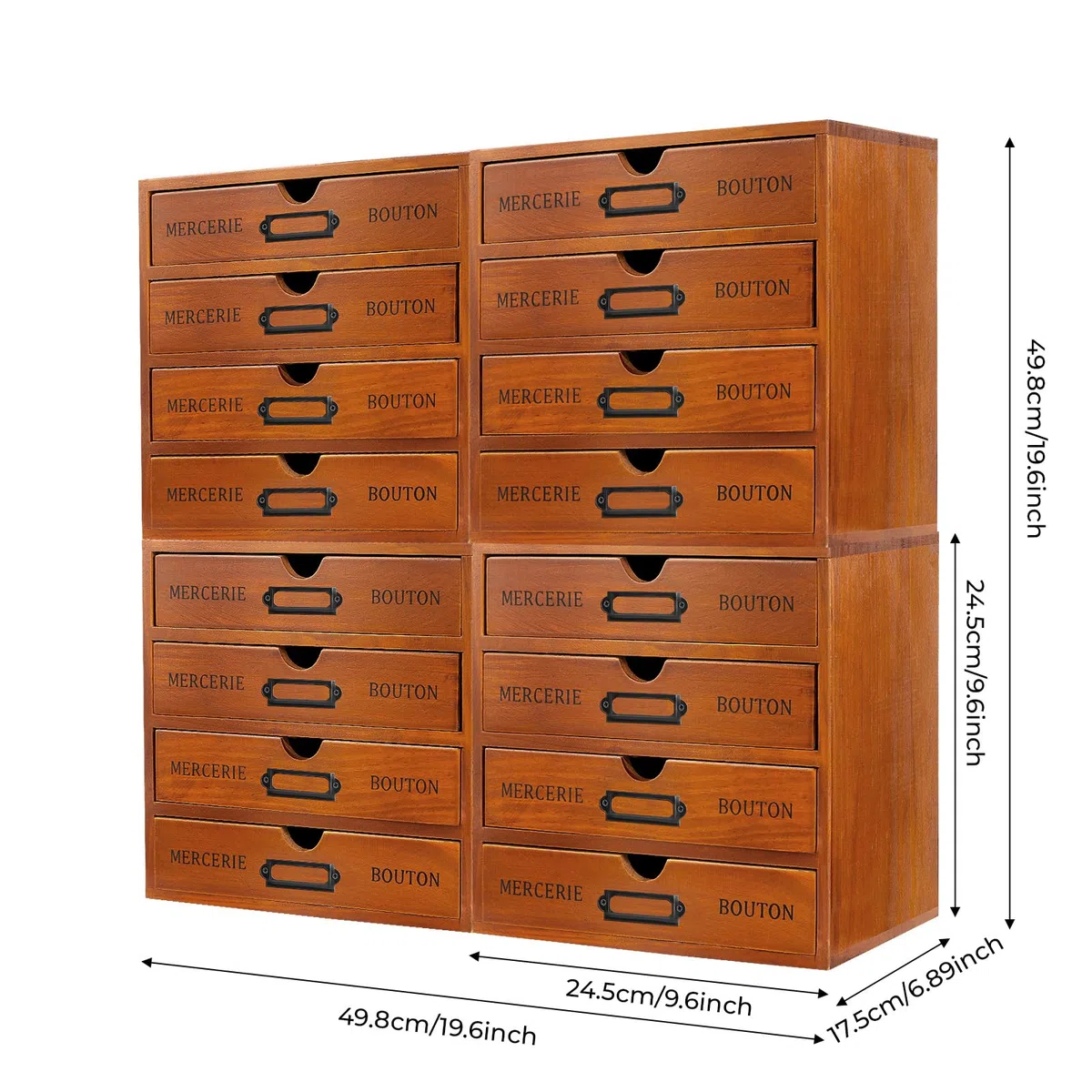 Organizer per cassetti, organizer in legno, set da 4 pezzi, 16 cassetti, contenitore per cassetti, impilabile, salvaspazio, per cosmetici, gioielli, documenti