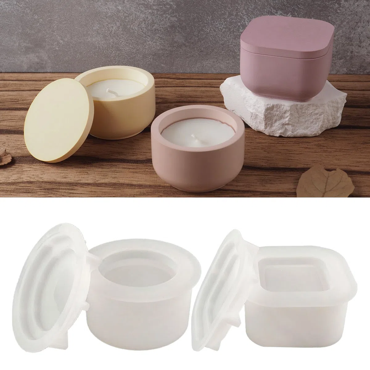 Stampi in Silicone per Resina,2 Pezzi Stampo in Silicone per Candele,Stampo in Resina da Colata DIY per i Lavori di Bricolage