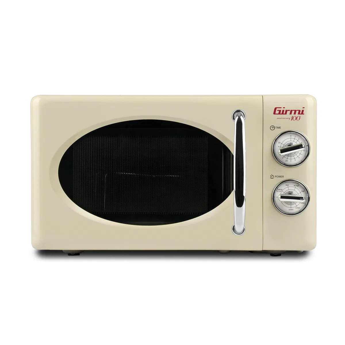 Girmi FM21 Forno Microonde Combinato Vintage Design, 20 Lt, 700+800W, Cottura combinata, Timer, Funzione Grill, Timer 30 minuti, Funzione scongelamento, Crema
