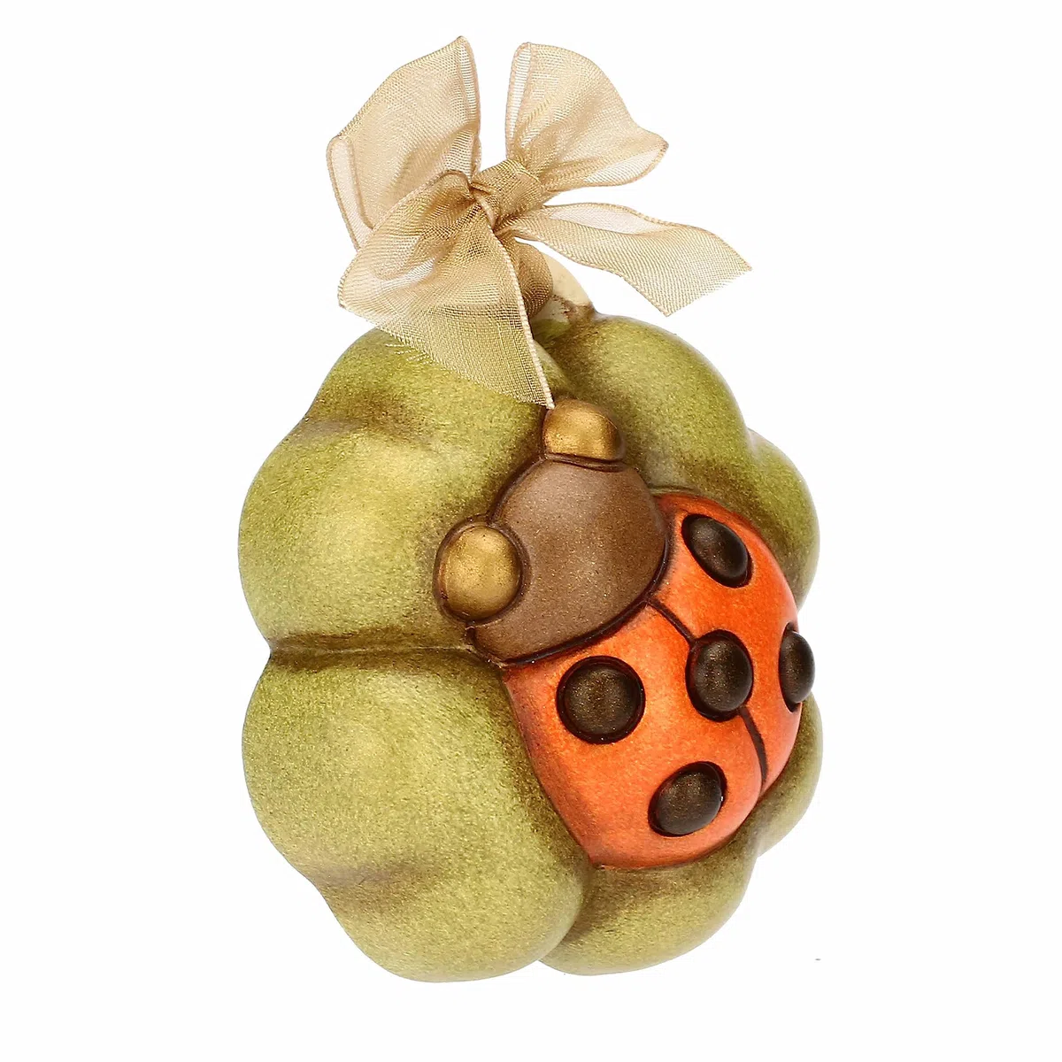 THUN - Miniformella con Coccinella su Quadrifoglio in Ceramica Decorata a Mano, Ceramica con Nastro, 7.8x3.2x6.5 cm h