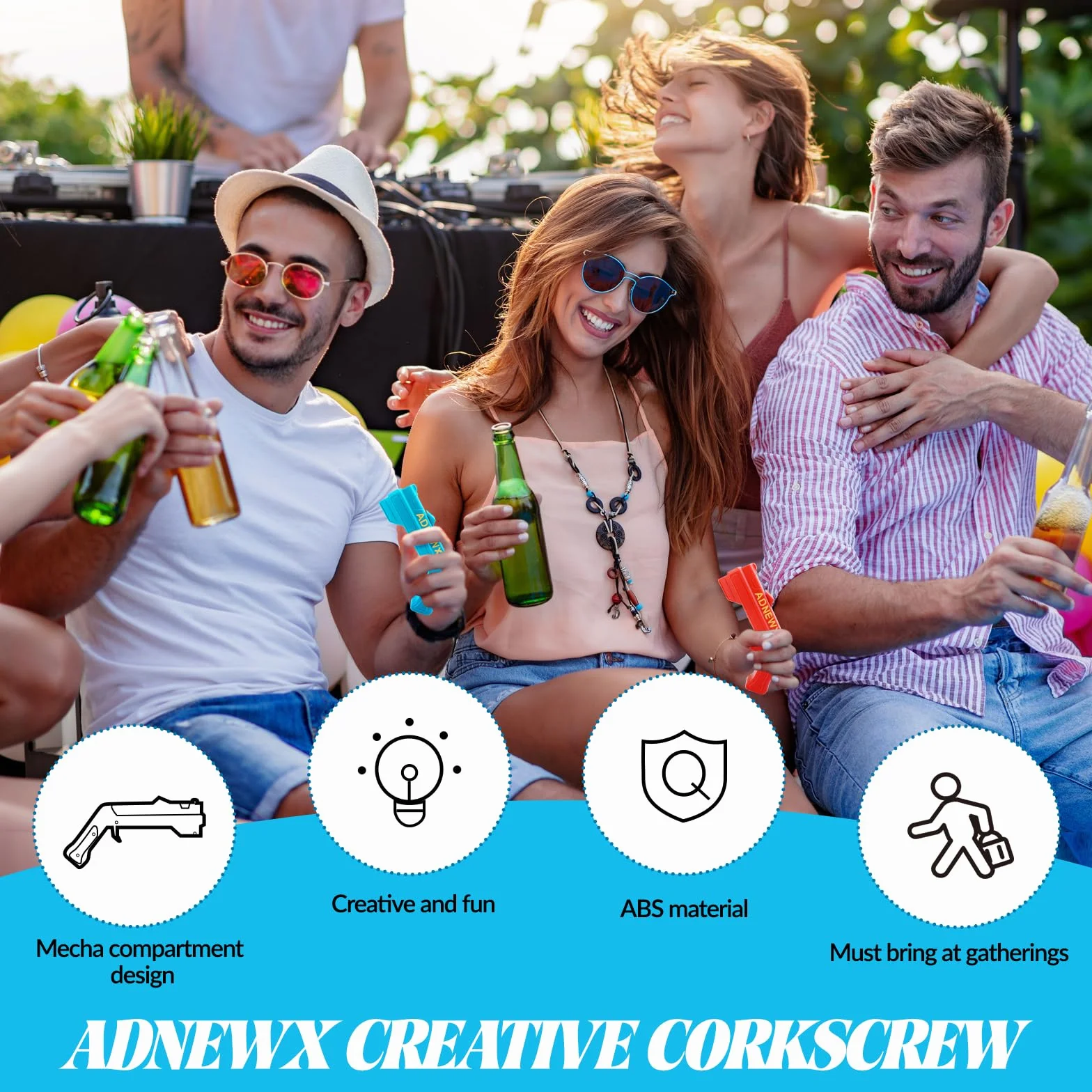 3 pz ADNEWX Apribottiglie in stile pistola, strumento apribottiglie per feste in bar, stile mecha, divertente design da birra pistola per uomini, regali di birra, shooter, giochi a corona