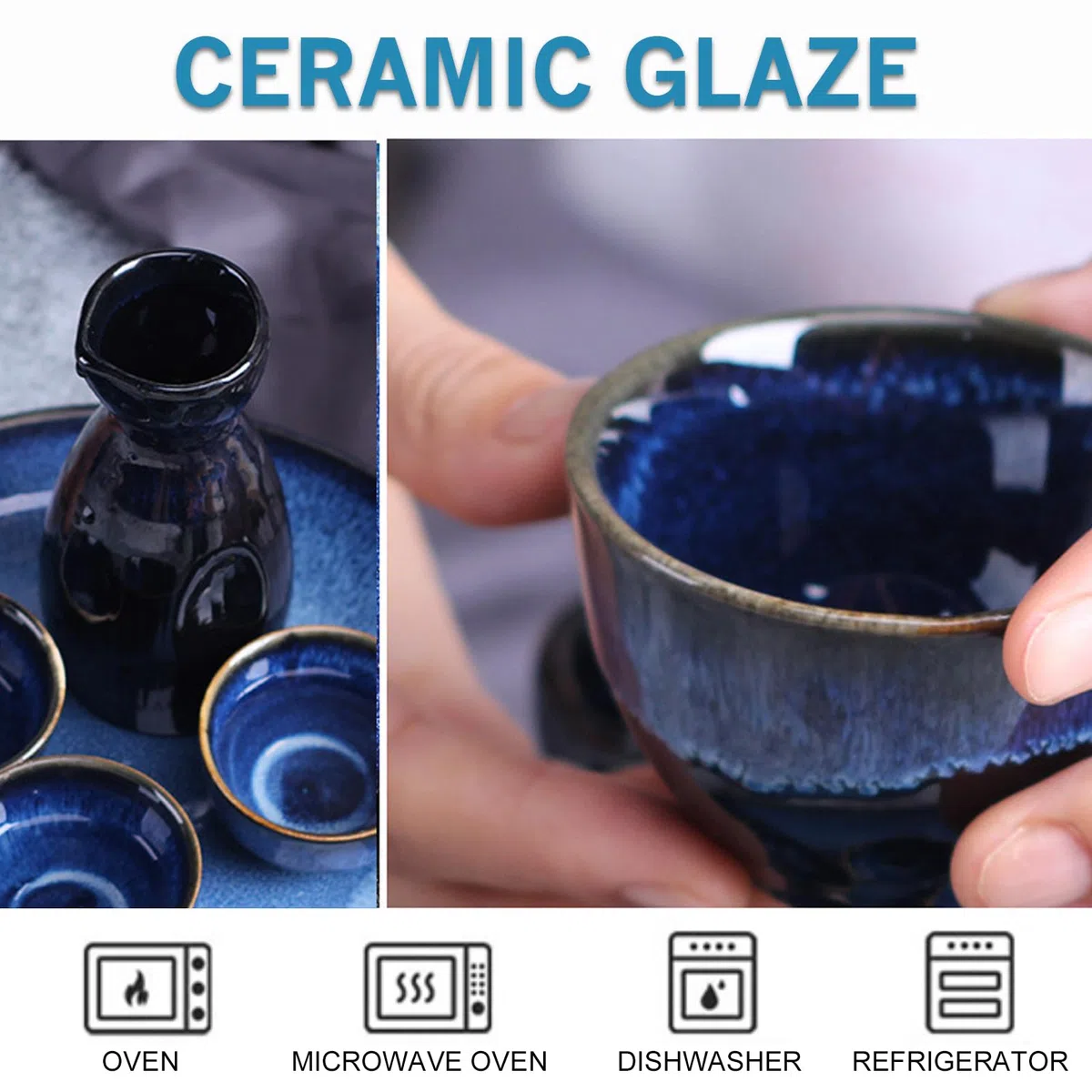 SUNOYA Set di Tazze da Sake,5 Pezzi 300 ML Giapponese Pentola per Sakè,Set di Sake Giapponese,Set Sake Tradizionale per Casa,OLSoggiorno,Sala da tè,Taverne (Ufficio)