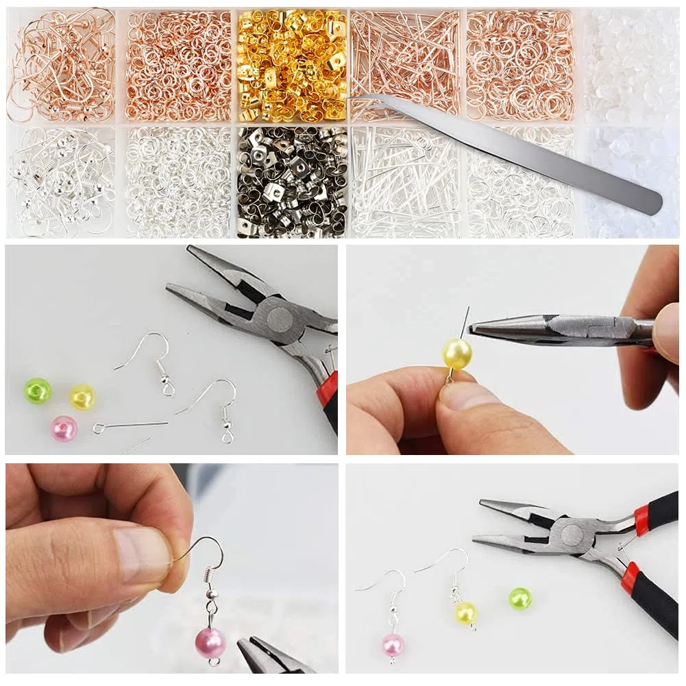 RANJIMA 3600 Pezzi Kit Collane Fai Da Te Adulti, Set per la Creazione di Gioielli, Eiparazione di Orecchini Braccialetti Collane Fai da te per Principianti Kit di Creazione di Gioielli per Adulti