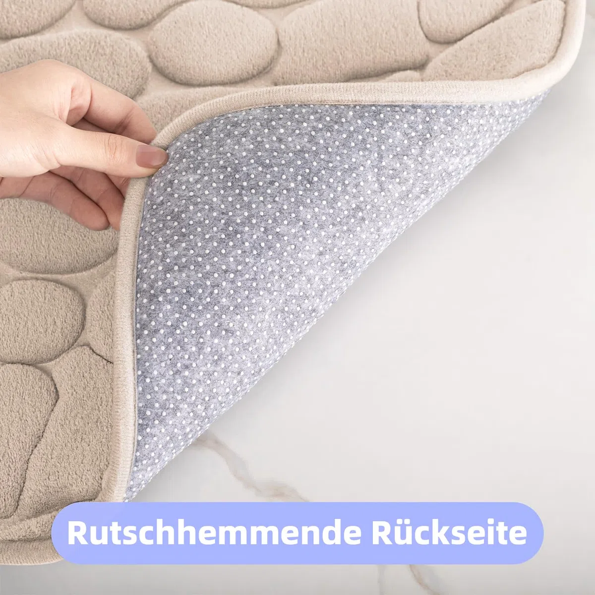 Chakme Tappetino da Bagno in Memory Foam, Assorbente, Antiscivolo per Doccia e Soggiorno, 43 x 61 cm, Beige