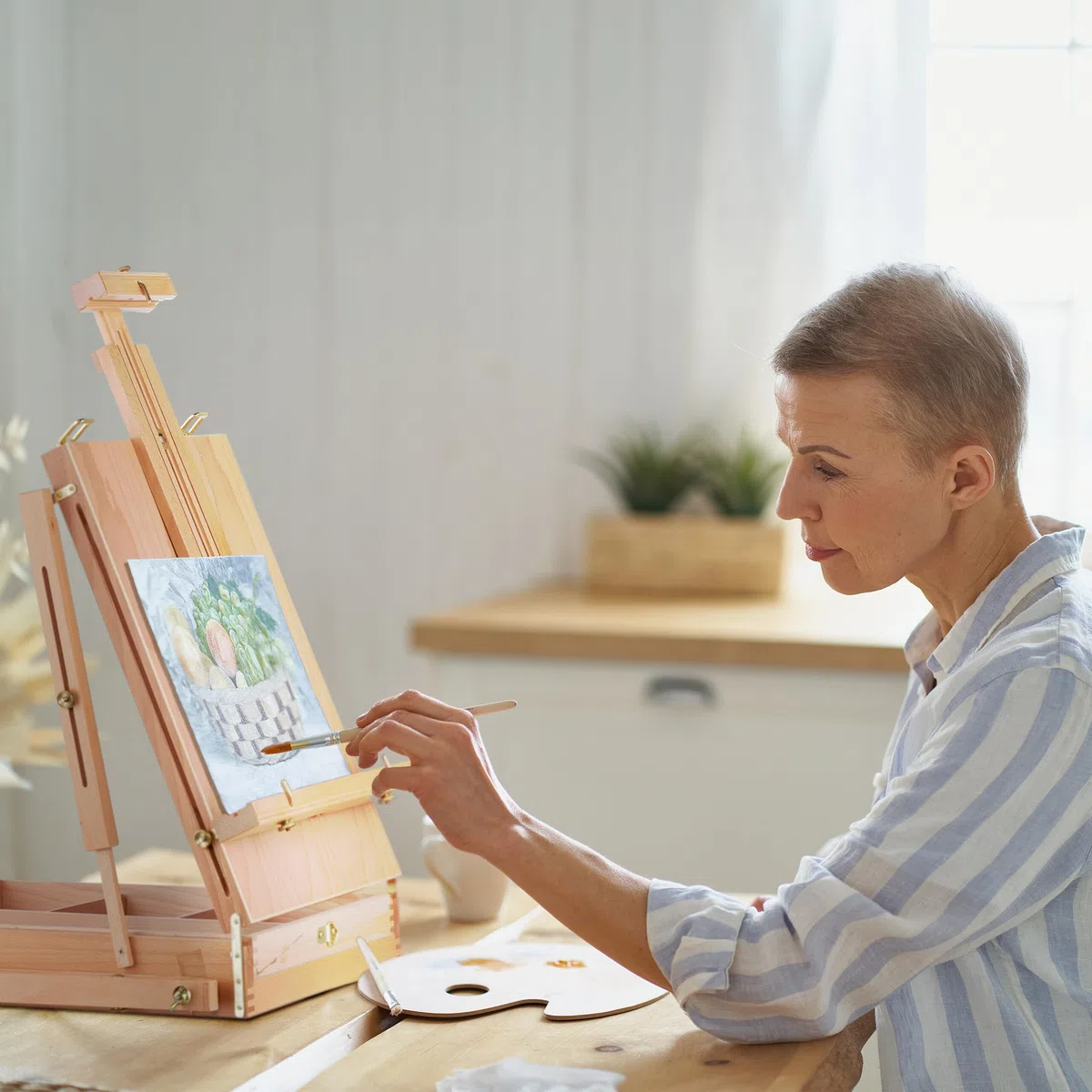 Relaxdays Cavalletto Pittura Portatile, Valigetta per Adulti con Cassetto, Altezza & Inclinazione Regolabile, Naturale