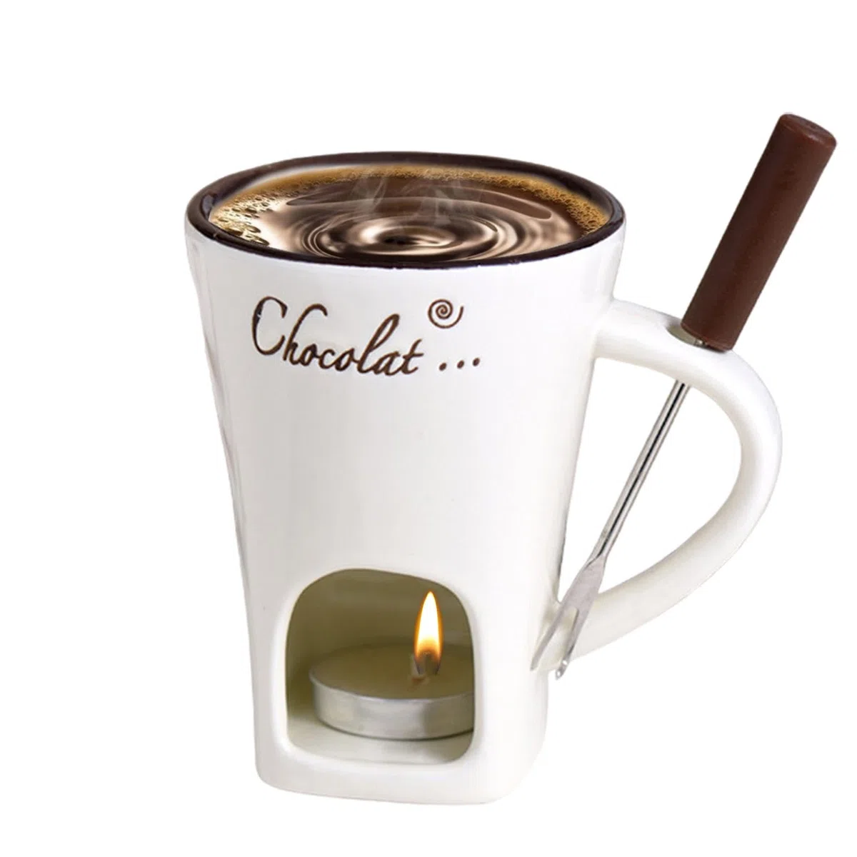 Tazza Per Fonduta Di Cioccolato, Set Creativo Di Tazze Per Fonduta Con Candele Da Tè, Tazza Da Caffè In Ceramica Per Fonduta Di Cioccolato Con Forchette, Tazze Per Sciogliere Cioccolato, Formaggio
