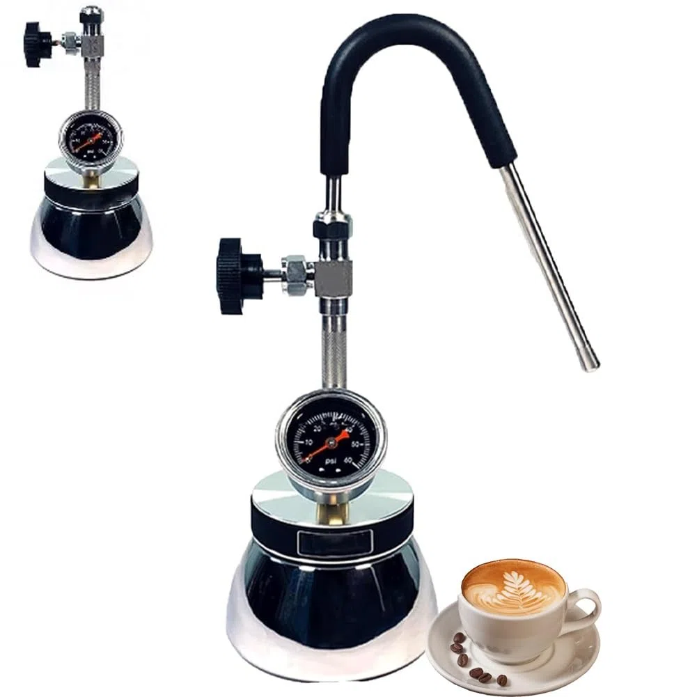 Macchina For Schiumare Acqua Bollente A Vapore, Montalatte Da Esterno, Con Ugello A 3 Fori, Bollitore In Acciaio Inossidabile, Riscaldamento A Induzione, Con Manometro Della Pressione Dell'aria