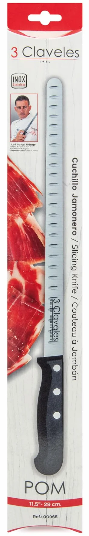 3 Claveles Pom – Coltello alveolare per prosciutto, 29 cm