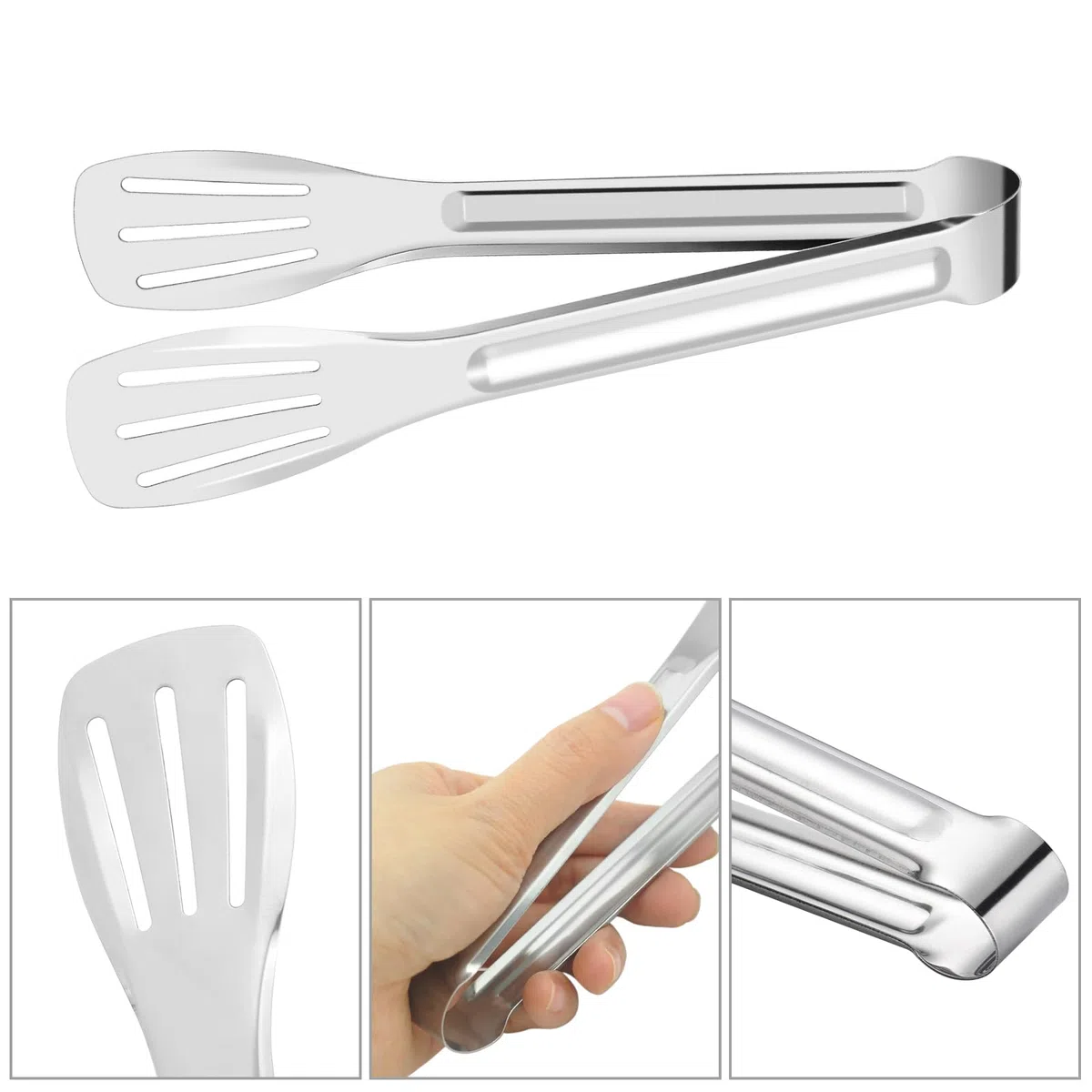 10 Pezzi Pinze Cucina Barbecue Professionale Pinza Barbecue Chef Acciaio Inox Multifunzione per Barbecue, Bistecca, Hamburger, Pasta, Dessert, Decorazione