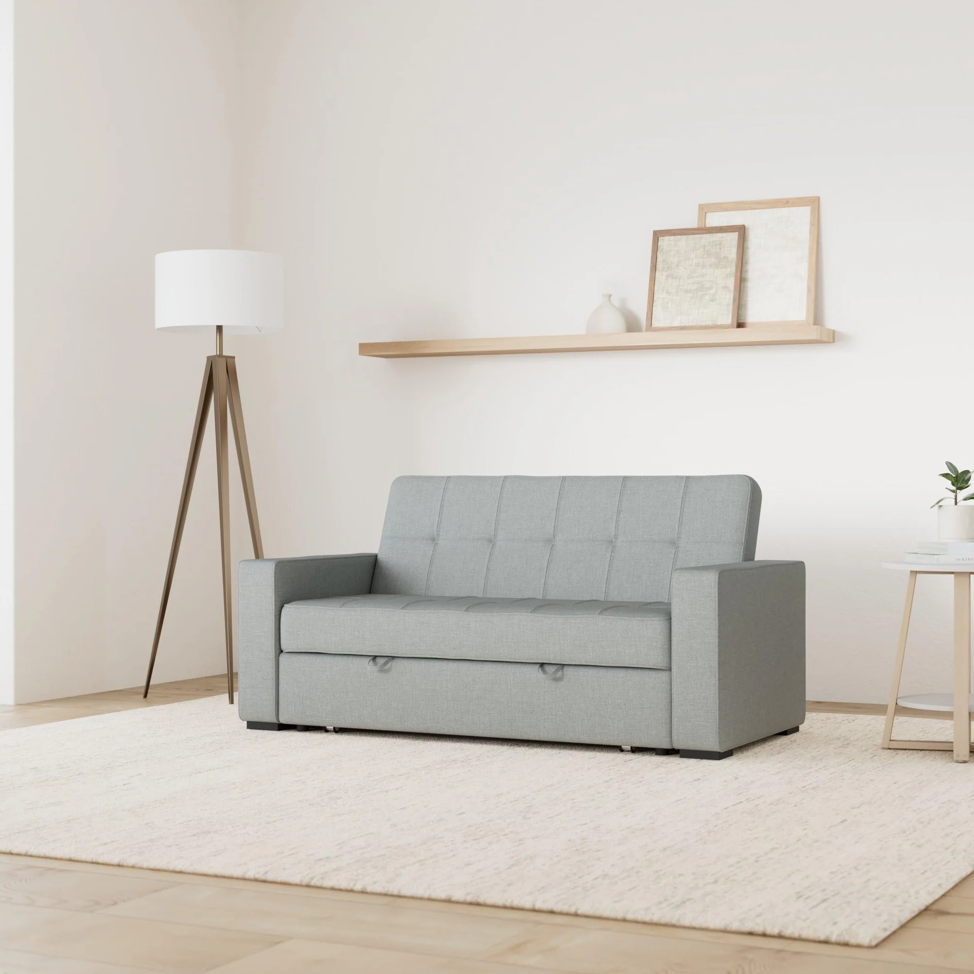 Somnia Descanso - Divano letto a 2 posti modello Volga, design moderno ed elegante | pratico e funzionale, con braccioli, grigio